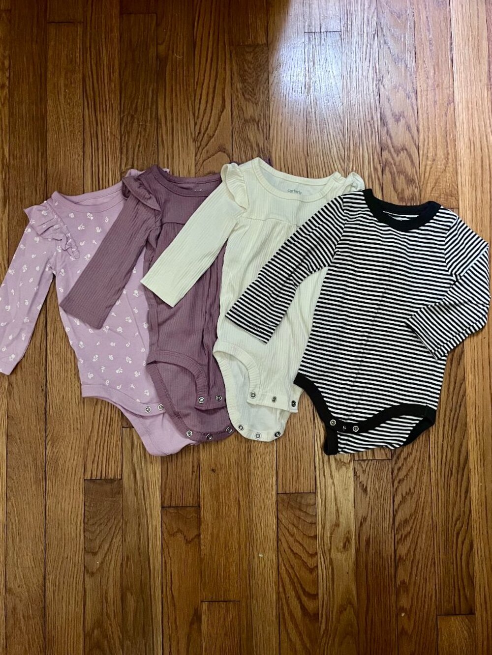 Baby Girl Long Sleeve Onesies, Set of 4